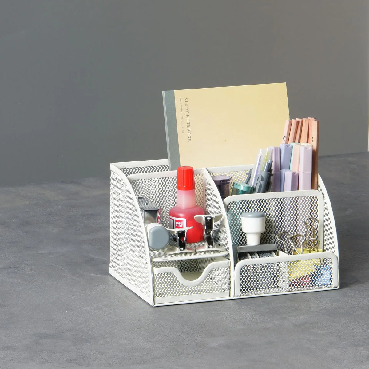 Metal mesh desk organiser