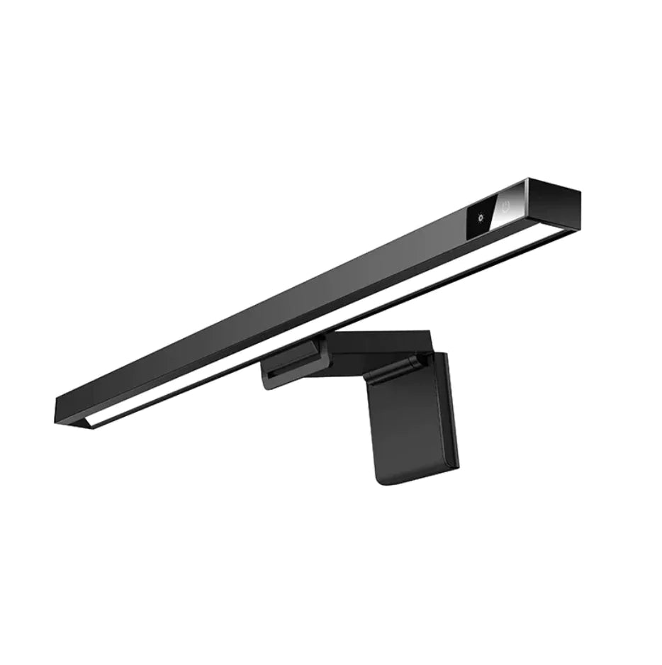 LED monitor light bar clipped to a screen