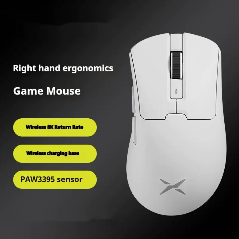 Wireless gaming mouse on its charging base