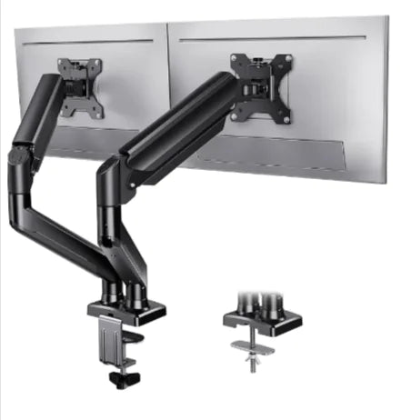 Dual monitor stand holding two screens
