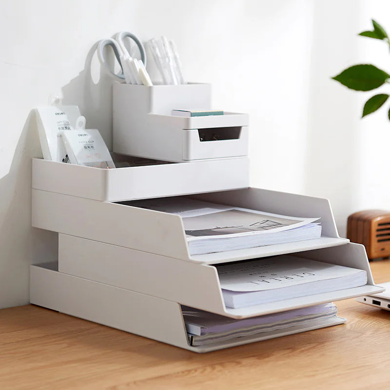 Stacked desk organisers